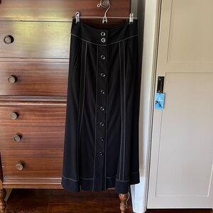 Anthropologie Elevenses Black Button-Down Maxi Skirt